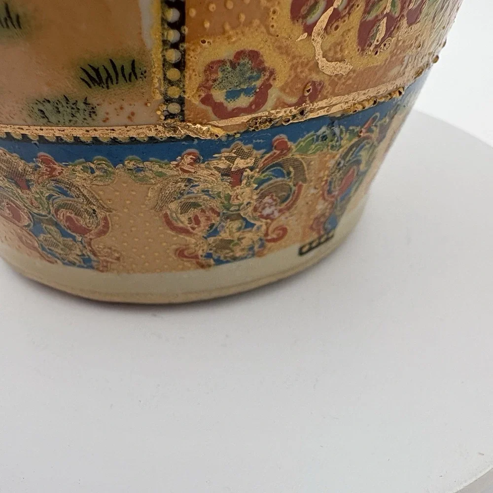 Vtg Hand Painted Satsuma Style Porcelain Vase -No Marking 14